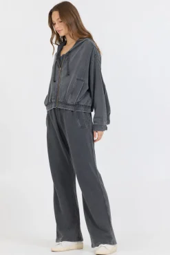 Best Sale Washed Charcoal Garment Dye French Terry Zip Up Hoodie All Tops|Hoodies