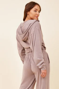 Cheap Washed Cobblestone Lightweight Fleece Surplice Hoodie All Tops|Hoodies