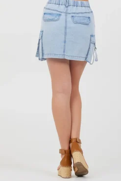 Flash Sale Washed Denim Tencel Cargo Pocket Skirt All Bottoms