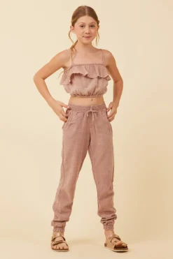 Clearance Washed Mauve Texture Ruffle Tube Top Kids Kids Tops