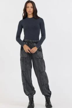 Cheap Washed Mountain Seamless Mock Neck Top All Tops