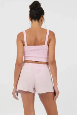 Hot Washed Pink Gauze Cropped Tank All Tops|Tanks