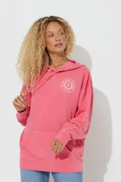 Fashion Washed Red "Social Club" Pigment Dyed Hoodie All Tops|Hoodies