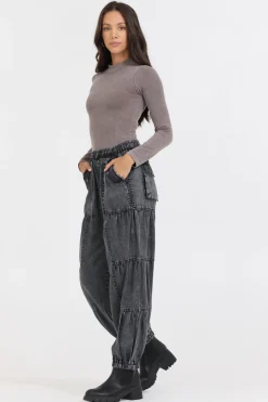 Store Washed Taupe Seamless Mock Neck Top All Tops