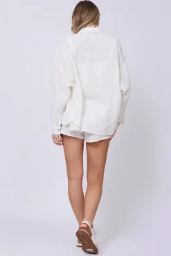 Sale Washed White Gauze Button Up All Tops