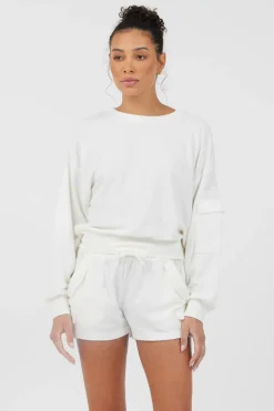 Outlet White Cord Terry Crewneck All Tops|Hoodies