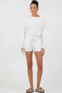 Outlet White Cord Terry Crewneck All Tops|Hoodies