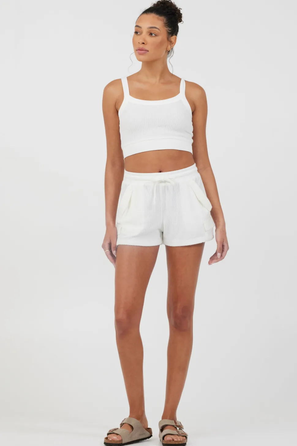 Hot White Cord Terry Shorts All Bottoms|Shorts