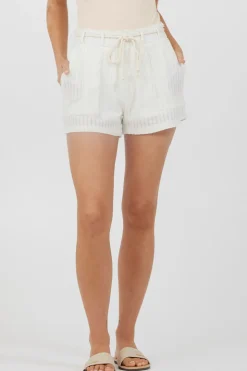 Fashion White Cotton High Waist Cord Shorts All Bottoms|Shorts