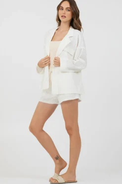 Discount White Cotton Relaxed Blazer Outerwear