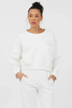 Store White Essential Fleece Crewneck All Tops|Hoodies