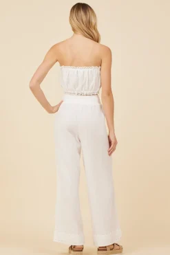 New White Gauze Smocked Tube Top All Tops
