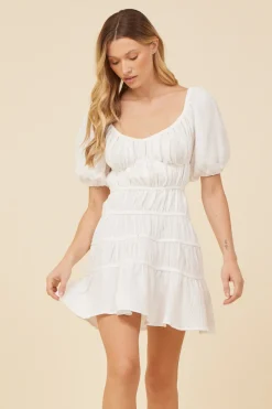 Flash Sale White Gauze W/ Jersey Combo Dress Dresses