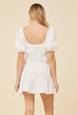 Flash Sale White Gauze W/ Jersey Combo Dress Dresses