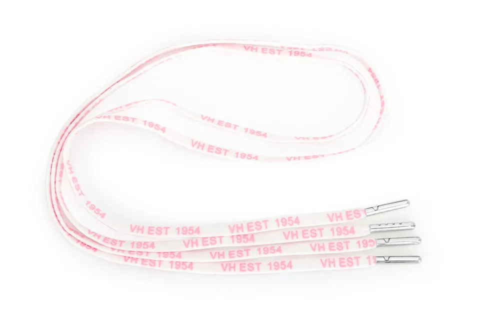 Fashion WHITE PINK SILVER TIP LACES Shoe Laces