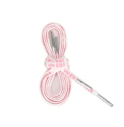Fashion WHITE PINK SILVER TIP LACES Shoe Laces