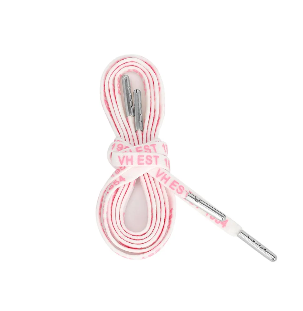 Fashion WHITE PINK SILVER TIP LACES Shoe Laces