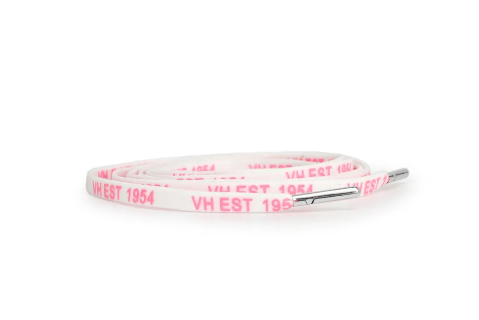 Fashion WHITE PINK SILVER TIP LACES Shoe Laces