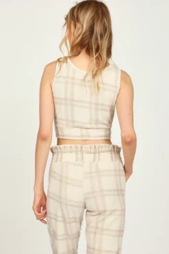 Best Sale Winter Plaid Reverse Burnout Crop Top All Tops