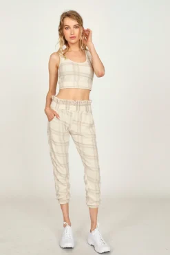Best Sale Winter Plaid Reverse Burnout Crop Top All Tops